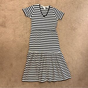 J. Crew XXS 100% Cotton maxi long striped tiered flounce dress with sleeves